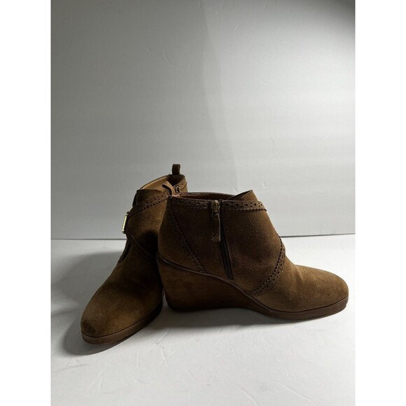 Franco Sarto Larielle Wedge Ankle Boots Booties Taupe Suede Women’s Size 9 - Picture 5 of 10